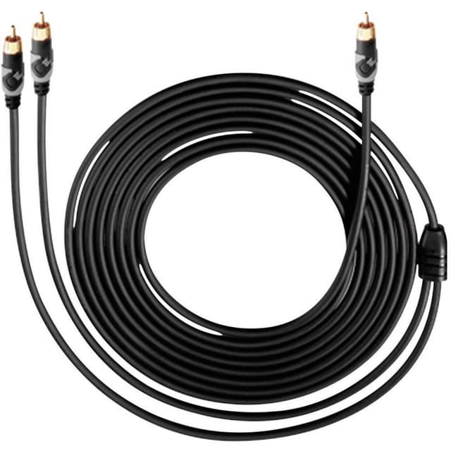 Oehlbach 151 Phono Audio Tilslutningskabel [1x Cinch-stik - 2x Cinch-stik] 5.00 m Sort forgyldte stik