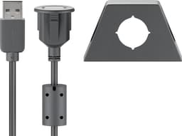USB 2.0 høyhastighets skjøtekabel med kabelholder, sort