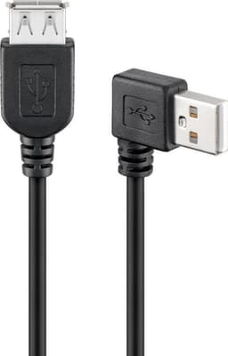 Goobay USB 2.0 höghastighetsförlängningskabel, 90°, svart