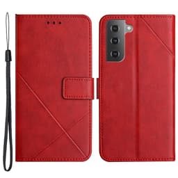 SKALO Samsung S22+ Kohokuvioitu PU Nahka Lompakkokotelo - Punainen - Punainen