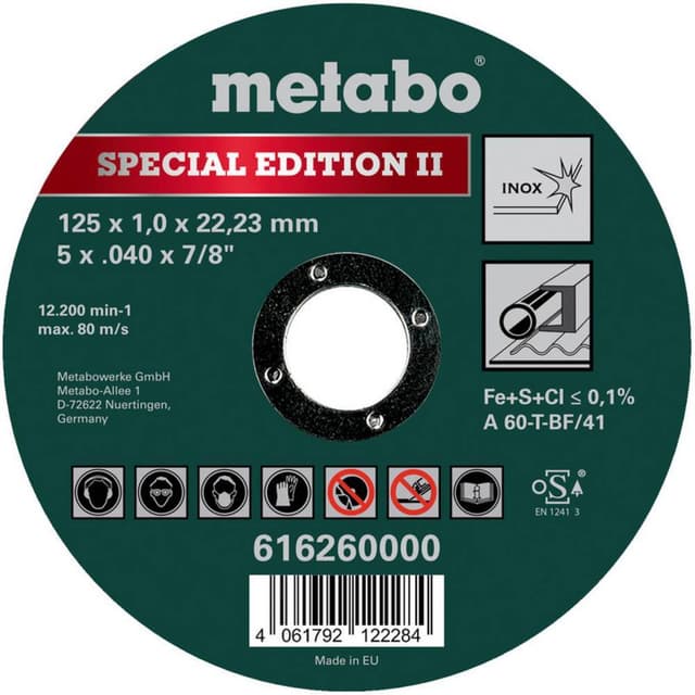 Separationspår rakt 125 mm 22.23 mm Metabo SPECIAL