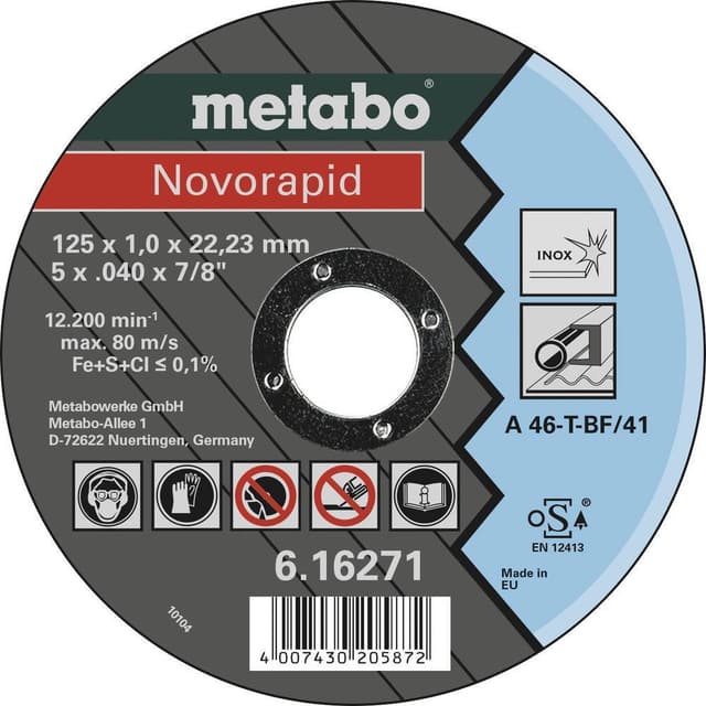 Separationspår rakt 125 mm 22.23 mm Metabo NOVORAPID