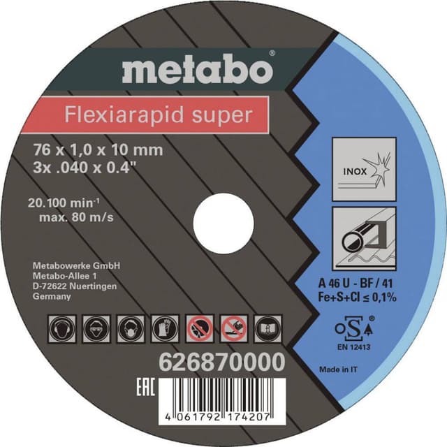 Separationspår rakt 76 mm 10 mm Metabo Flexiarapid