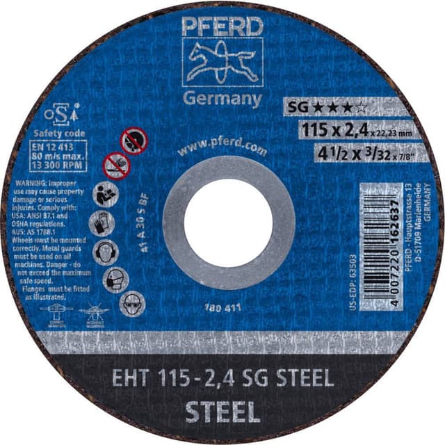 Separationspår rakt 115 mm 22.23 mm PFERD SG STEEL