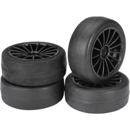 Absima 1:10 Vejmodel Komplette hjul Slick 20 eger Sort