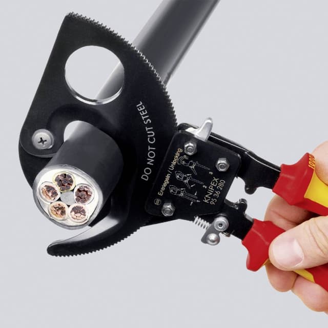 Knipex 95 36 250 Skralde-kabelskærer Passer til