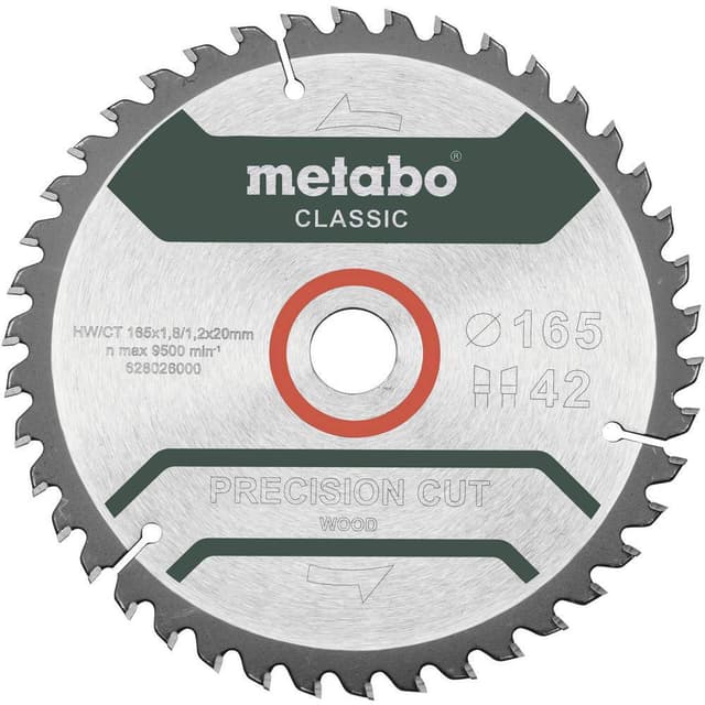 Metabo Precision cut Wood - Classic 165X20 Z42 WZ 5°