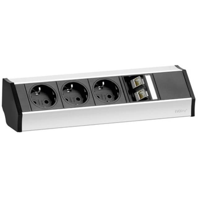 EVOline 93600023 Stikdåseliste 3x Sort, Sølv Stik med