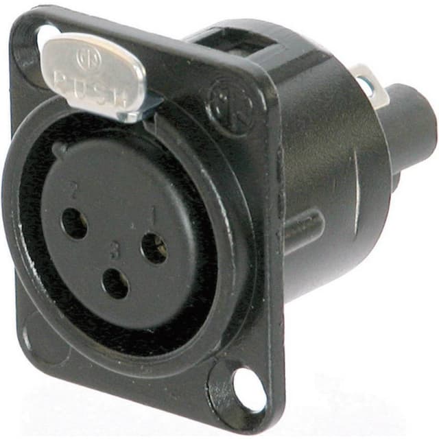 Neutrik NC3FD-S-1-B XLR-stik Flangetilslutning, kontakter lige Poltal: 3 Sort 1 stk