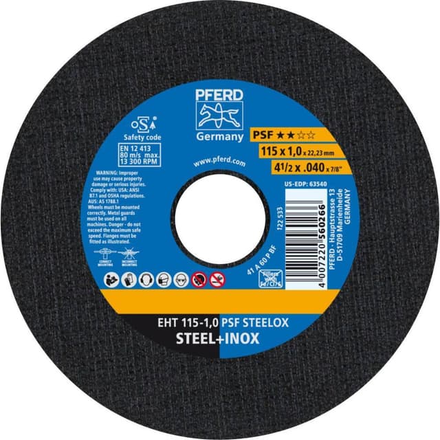 PFERD PSF STEELOX 61730100 Skæreskive lige 115 mm 22.23 mm 25 stk