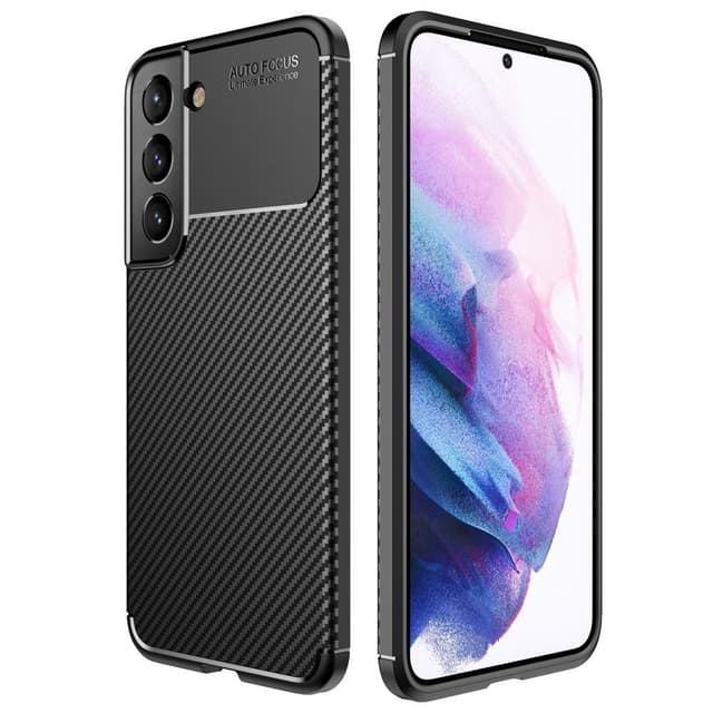 SKALO Samsung S22+ Carbon Fiber TPU-suojakuori - Musta - Musta