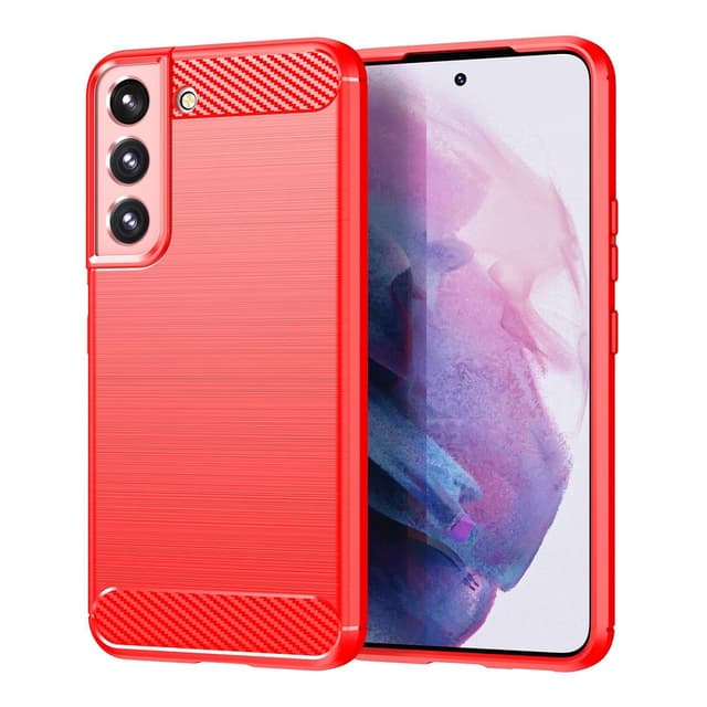 SKALO Samsung S22 Armor Carbon Stöttåligt TPU-skal - Röd