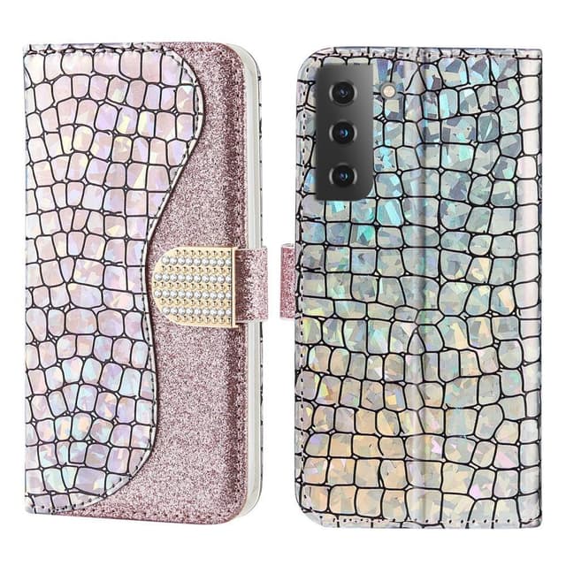 SKALO Samsung S22 Croco Glitter Plånboksfodral - Roséguld
