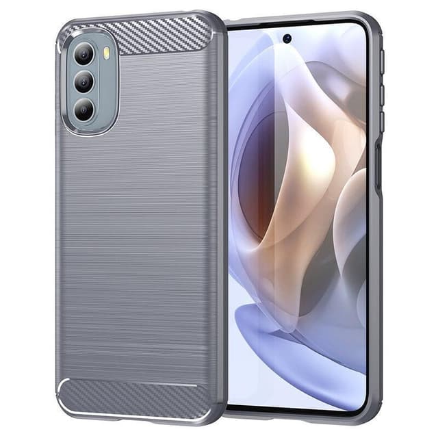 SKALO Moto G51 Armor Carbon Iskunkestävä TPU suojakuori - Harmaa