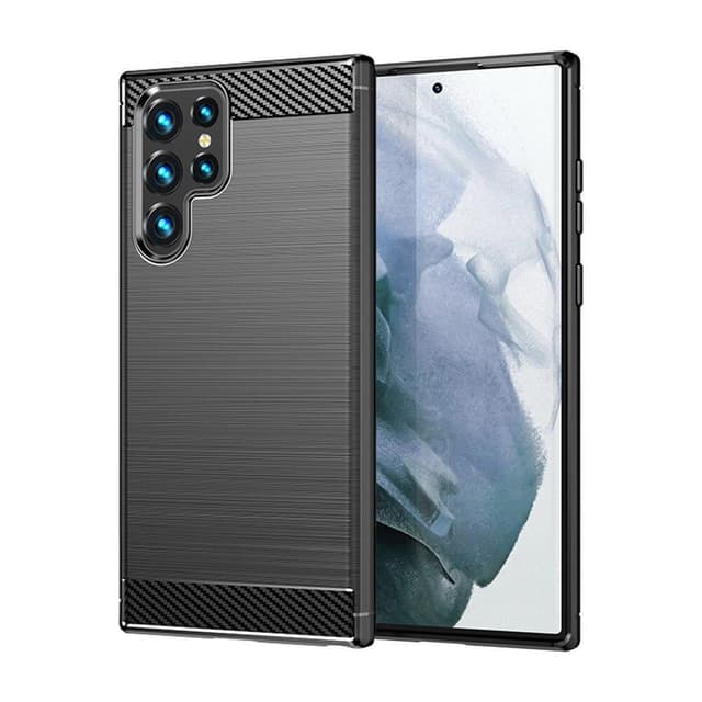 SKALO Samsung S22 Ultra Armor Carbon Iskunkestävä TPU suojakuori - Musta