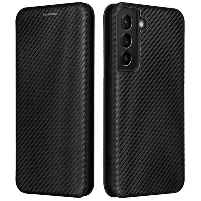 SKALO Samsung S22 Carbon Fiber Lompakkokotelo - Musta