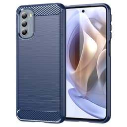 SKALO Moto G51 Armor Carbon Iskunkestävä TPU suojakuori - Sininen