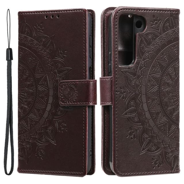 SKALO Samsung S22 Mandala Flip Cover - Mørkebrun