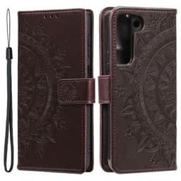 SKALO Samsung S22 Mandala lompakkokotelo - Tummanruskea