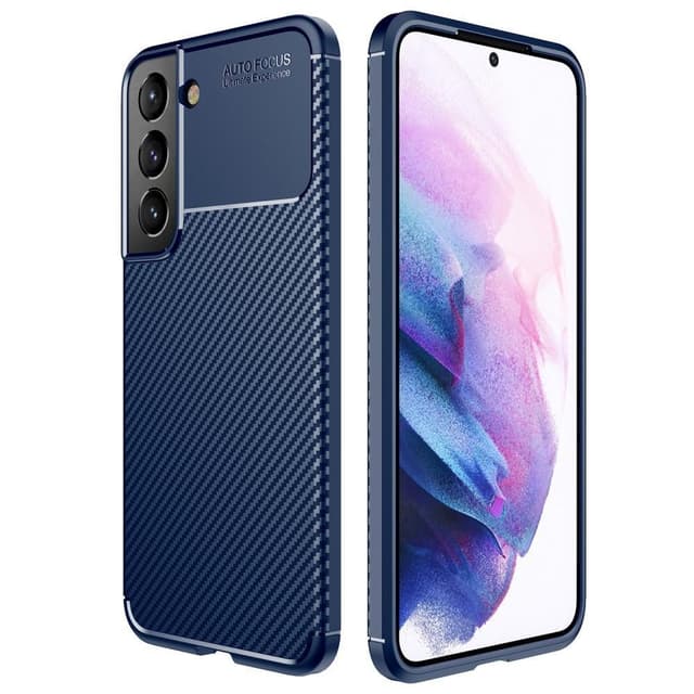 SKALO Samsung S22+ Carbon Fiber TPU-suojakuori - Sininen - Sininen