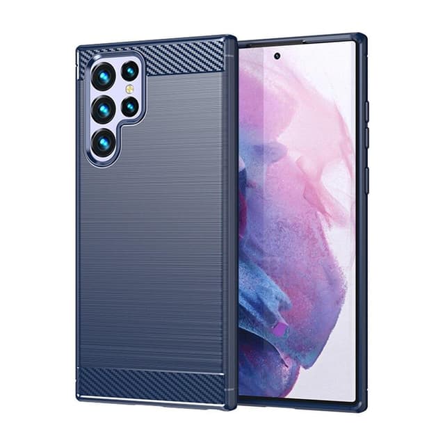 SKALO Samsung S22 Ultra Armor Carbon Iskunkestävä TPU suojakuori - Sininen