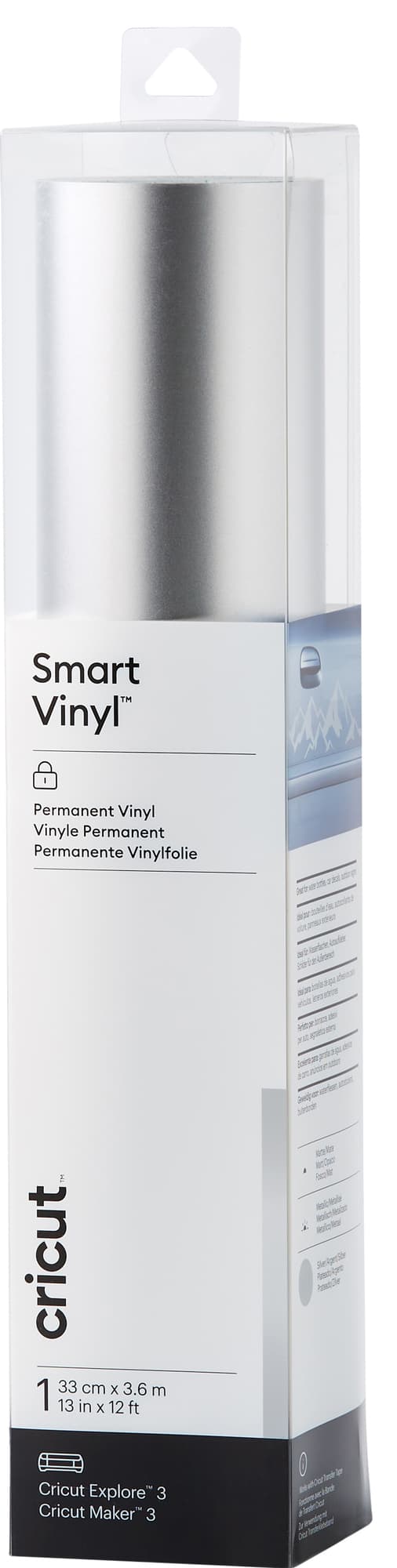 Cricut Smart Vinyl Permanent vinylark 33 x 366 cm (matt sølv)