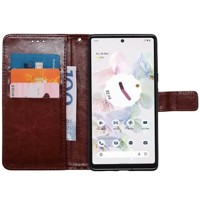 Mobil lommebok 3-kort Google Pixel 6a - Brun