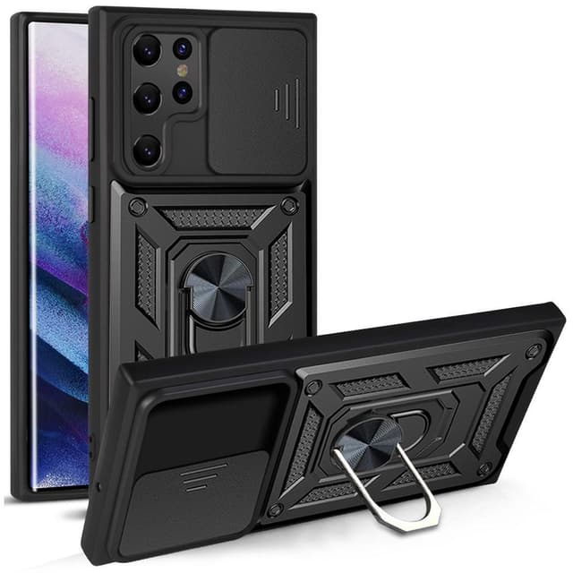 SKALO Samsung S22 Ultra Armor Hybrid Metallring Kameraslider - Svart