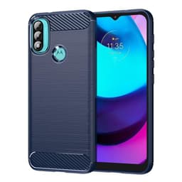 SKALO Moto E20/E30/E40 Armor Carbon Iskunkestävä TPU suojakuori - Sininen