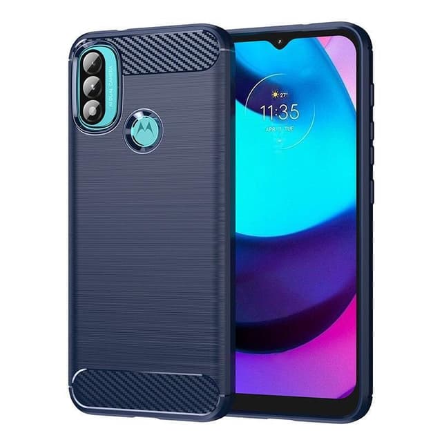 SKALO Moto E20/E30/E40 Armor Carbon Stødsikker TPU-cover - Blå