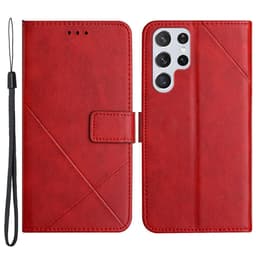 SKALO Samsung S22 Ultra Embossed Plånboksfodral i PU-Läder - Röd
