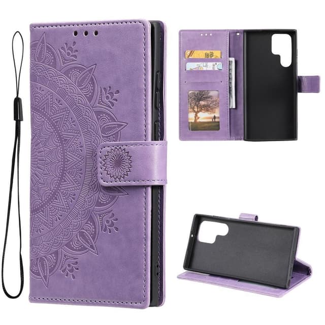 SKALO Samsung S22 Ultra Mandala lompakkokotelo - Violetti