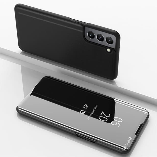 SKALO Samsung S22+ Clear View Mirror Lompakko - Musta - Musta