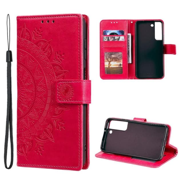 SKALO Samsung S22+ Mandala lompakkokotelo - Cerise - Cerise