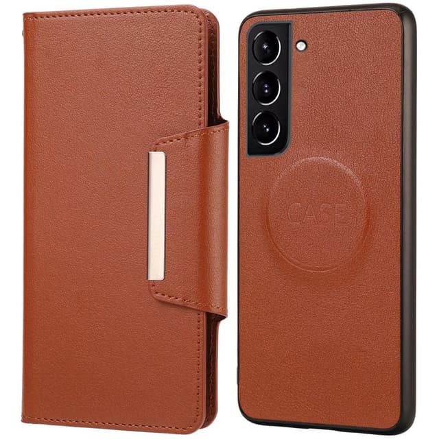 SKALO Samsung S22+ DOLIZMA 2 in 1 magneettinen lompakkokotelo - Ruskea - Ruskea
