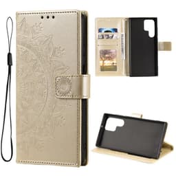 SKALO Samsung S22 Ultra Mandala lompakkokotelo - Kulta