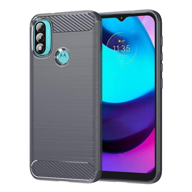 SKALO Moto E20/E30/E40 Armor Carbon Iskunkestävä TPU suojakuori - Harmaa