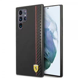 Ferrari Samsung Galaxy S22 Ultra Kuori Vertical Stripe Metal Logo  Musta
