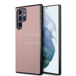 Guess Samsung Galaxy S22 Ultra Kuori Saffiano Metal Logo Vaaleanpunainen