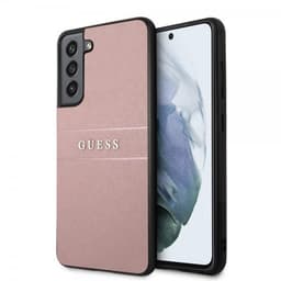 Guess Samsung Galaxy S21 FE Kuori Saffiano Metal Logo Vaaleanpunainen