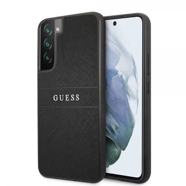 Guess Samsung Galaxy S22 Plus Kuori Saffiano Metal Logo Musta