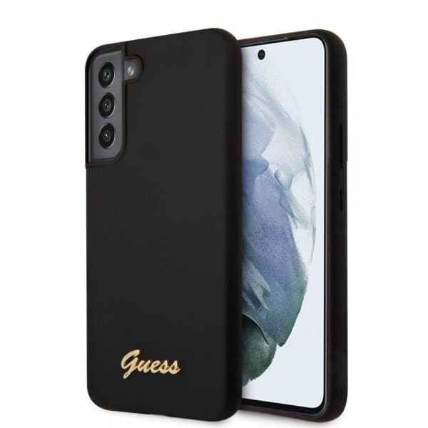 Guess Samsung Galaxy S22 Plus Kuori Script Metal Logo Musta