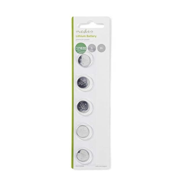 Nedis Lithium knappcellsbatteri CR1620 | 3 V DC | 5-Blister | Silver