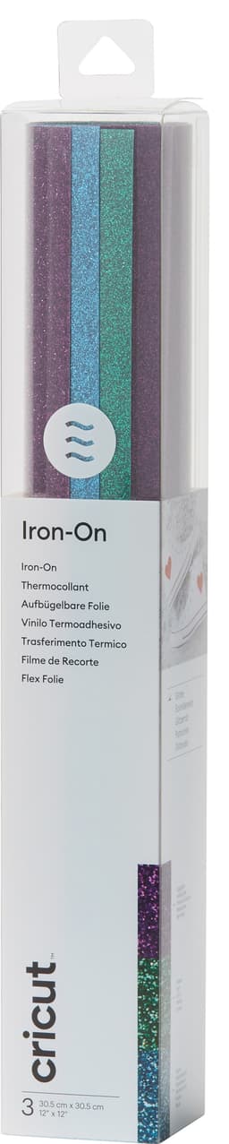 Cricut Iron-On Glitter arkki 30x30 cm (kimallevärit, 3 kpl)