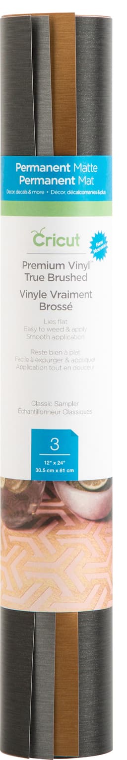 Cricut Premium Permanent Vinyl vinylark 3-pk. (true brushed classics)
