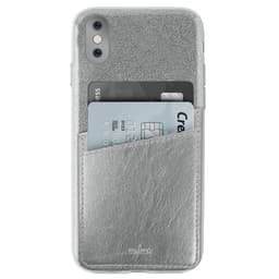 Puro iPhone X suojakuori 2 korttitaskulla (hopea)