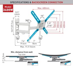 Barkan Flat/ Curved TV Wall Mount 3400 Wall Mount, Full motion, 29-65