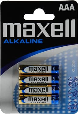 Maxell batterier, AAA (LR03), Alkaline, 1,5V, 4-pack