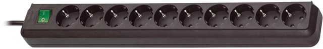 Brennenstuhl Eco-Line grenuttak, 10xCEE 7 / 4-1xCEE 7/7, 3m kabel, kjæledyr, sv