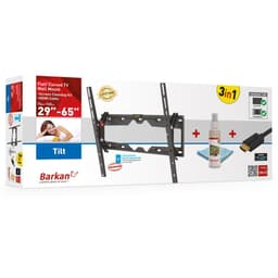 Barkan 3-i-1-kombinasjon: Flat/buet TV-veggfeste + skjermrenser + HDMI-kabel CM310+ veggfeste, tilt, 29-65 ", maks vekt (kapasitet) 50 kg, svart